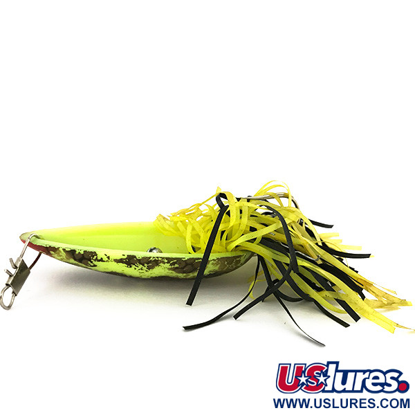 Vintage  Swamp Fox Weedless Original Moss Boss UV, 1/2oz Green UV Glow in UV light, Fluorescent fishing lure #7525