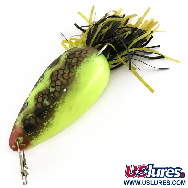 Vintage  Swamp Fox Weedless Original Moss Boss UV, 1/2oz Green UV Glow in UV light, Fluorescent fishing lure #7525