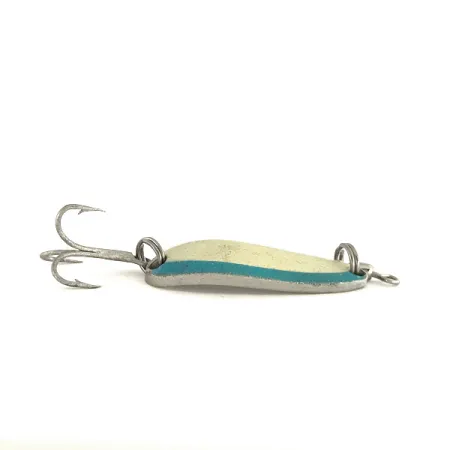 Vintage Luhr Jensen Krocodile, 1/3oz White / Blue / Nickel fishing spoon #7543