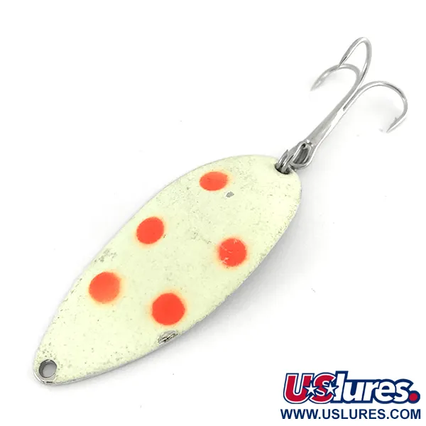 Vintage   Acme Little Cleo Glow, 3/4oz White / Red / Nickel fishing spoon #7559