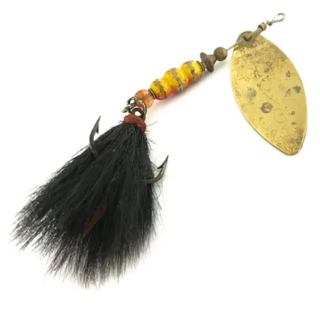 Vintage Mepps Aglia Long 3 Dressed, 2/5oz Brass spinning lure #7562