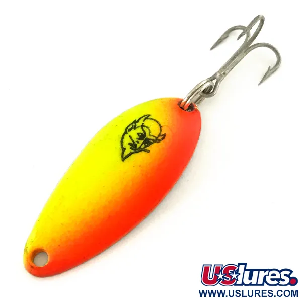 Vintage  Eppinger Dardevle Devle Dog 5200 UV, 1/4oz Yellow / Orange / Nickel fishing spoon #7564