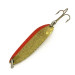 Vintage  Luhr Jensen Krocodile Die #3, 1/2oz Hammered Brass / Red fishing spoon #7567