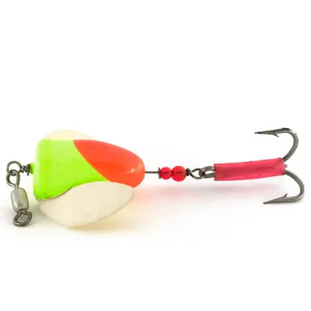 Vintage Yakima Bait Spin-n-Glo UV, 1/4oz Orange / Chartreuse spinning lure #7584