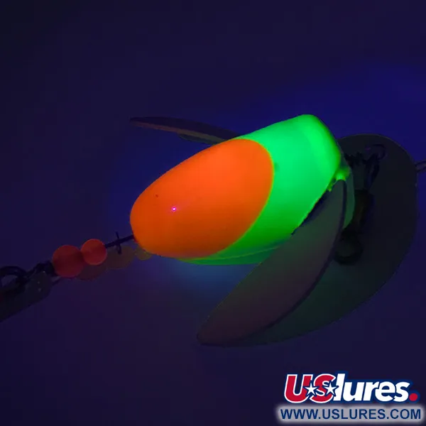 Vintage  Yakima Bait Spin-n-Glo UV, 1/4oz Orange / Chartreuse fishing #7584