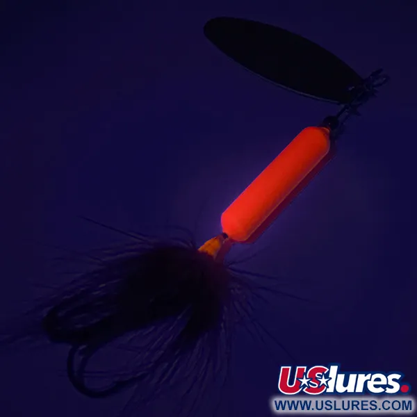  Yakima Bait Worden’s Original Rooster Tail UV, 1/4oz Gold / Fluorescent Orange UV Glow in UV light, Fluorescent spinning lure #7586