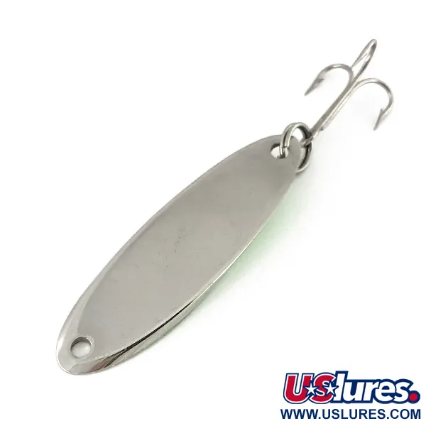 Vintage Acme Kastmaster UV, 3/8oz Nickel / Green fishing spoon #7592