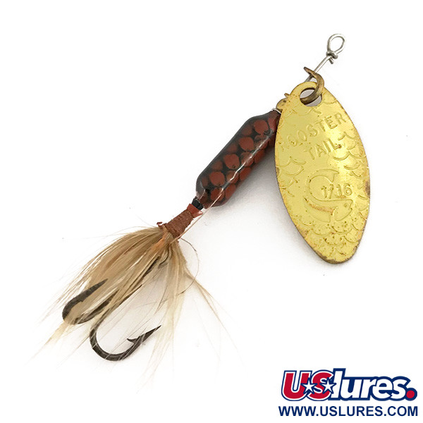 Vintage  Yakima Bait Worden’s Original Rooster Tail, 3/32oz Gold / Brown spinning lure #7602