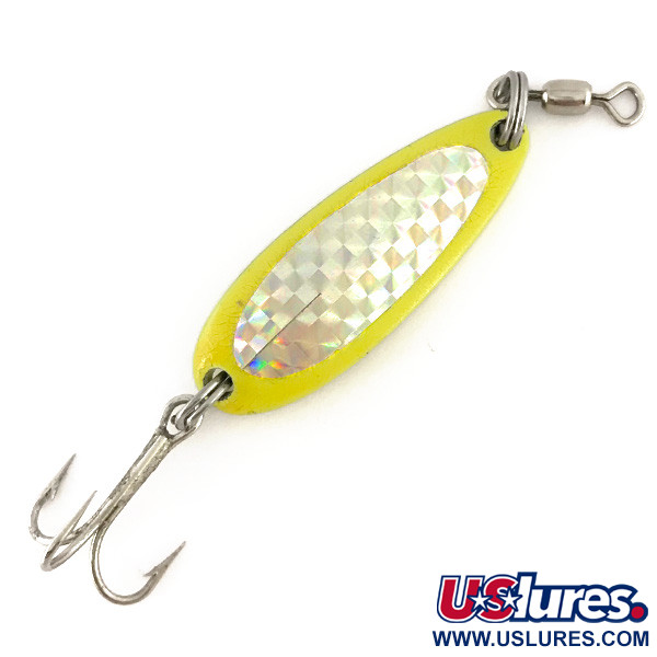 Vintage  Luhr Jensen Krocodile UV, 1/3oz Yellow fishing spoon #7604