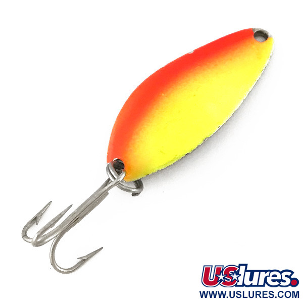Vintage  Seneca Little Cleo UV, 1/4oz Yellow / Orange / Nickel fishing spoon #7609