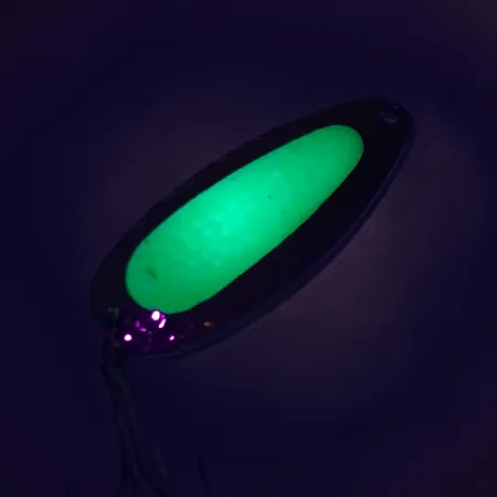 Vintage Blue Fox Pixee UV, 1/2oz Gold / Green fishing spoon #7612