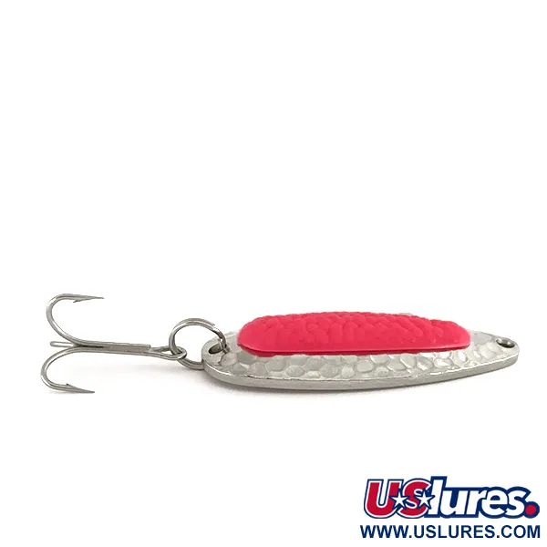 Vintage Blue Fox Pixee UV, 1/2oz Hammered Nickel / Pink fishing spoon #7613