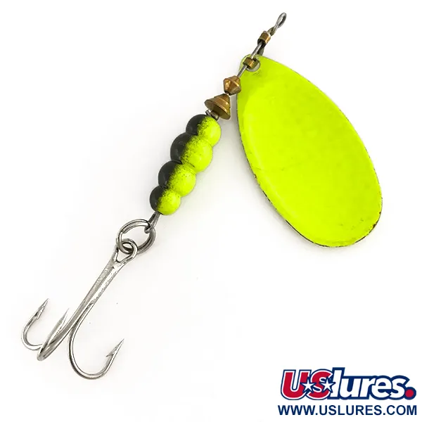 Vintage   Mepps Aglia 5 Fluo UV, 1/2oz Chartreuse spinning lure #7621