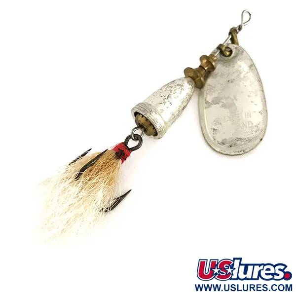 Vintage Blue Fox Super Vibrax 2 Foxtail, 3/16oz Silver spinning lure #7629