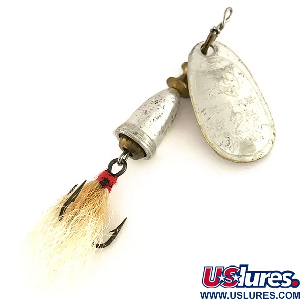 Vintage Blue Fox Super Vibrax 2 Foxtail, 3/16oz Silver spinning lure #7629