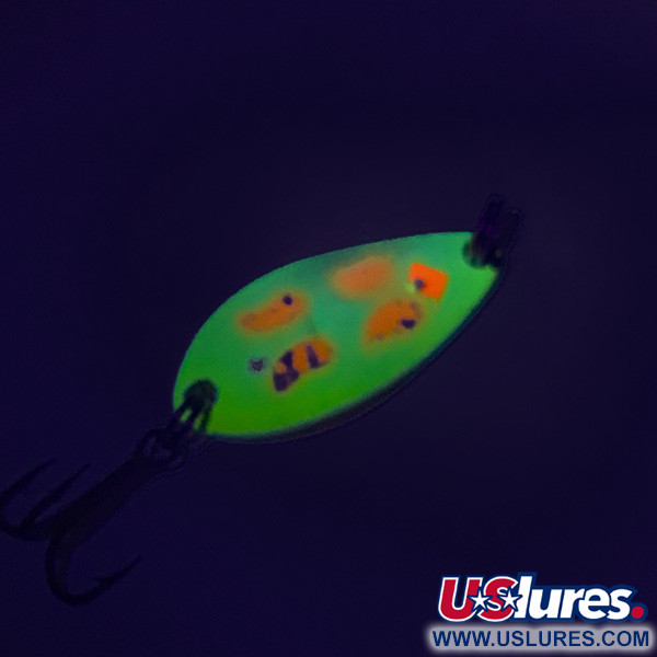 Vintage  Luhr Jensen Little Jewel UV, 3/16oz Yellow / Red fishing spoon #7637
