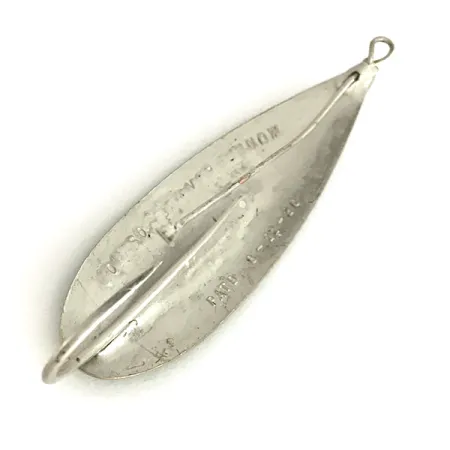 Vintage Weedless Johnson Silver Minnow, 1/2oz Silver / Green Metallic fishing spoon #7680