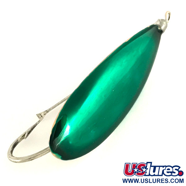 Vintage   Weedless Johnson Silver Minnow, 1/2oz Silver / Green Metallic fishing spoon #7680