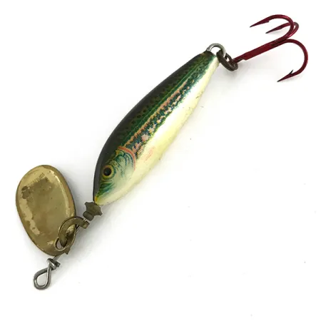 Vintage Blue Fox Vibrax Minnow Spin 1, 1/8oz Gold spinning lure #7686