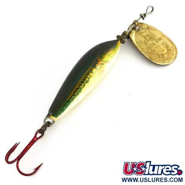 Vintage Blue Fox Vibrax Minnow Spin 1, 1/8oz Gold spinning lure #7686
