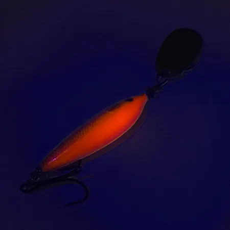 Vintage Blue Fox Vibrax Minnow Spin 1 UV, 1/8oz Orange / Gold spinning lure #7687
