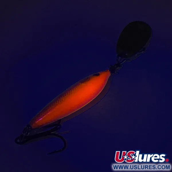 Vintage Blue Fox Vibrax Minnow Spin 1 UV, 1/8oz Orange / Gold spinning lure #7687
