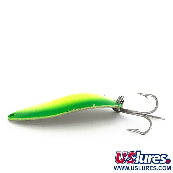Vintage Seneca Little Cleo (Hula Girl) UV, 1/2oz Yellow / Green fishing spoon #7725
