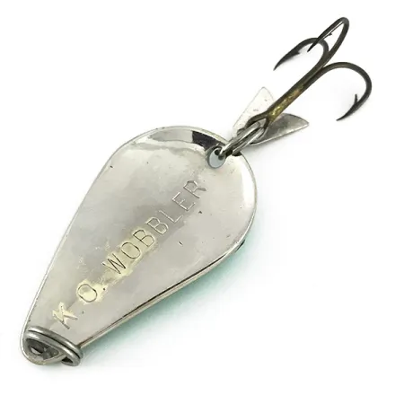 Vintage Acme K.O. Wobbler, 1/2oz Nickel / Green fishing spoon #7728