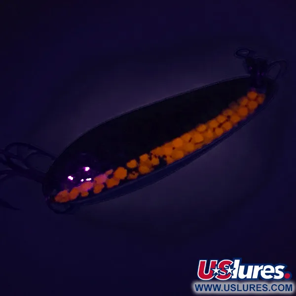 Vintage Luhr Jensen Krocodile Die #3 UV, 1/3oz Hammered Nickel / Red fishing spoon #7735