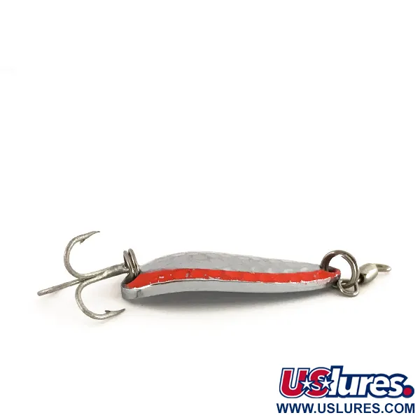 Vintage Luhr Jensen Krocodile UV, 1/3oz Hammered Nickel / Red fishing spoon #7764