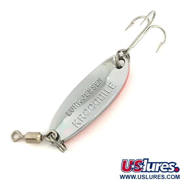 Vintage  Luhr Jensen Krocodile, 1/4oz Nickel / Red fishing spoon #7765
