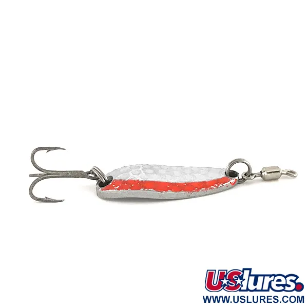 Luhr Jensen Krocodile UV, 1/4oz Hammered Nickel / Red fishing spoon #7766