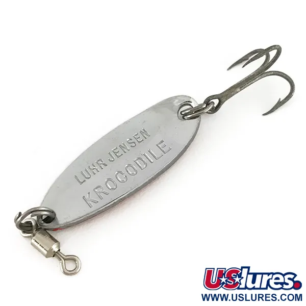 Luhr Jensen Krocodile UV, 1/4oz Hammered Nickel / Red fishing spoon #7766