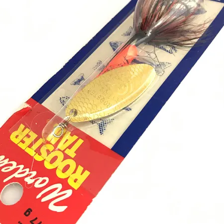 Yakima Bait Worden’s Original Rooster Tail UV, 2/5oz Gold / Red spinning lure #7772