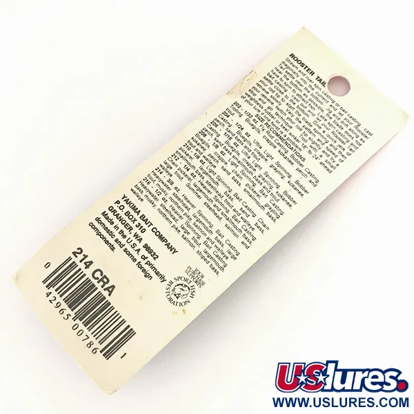  Yakima Bait Worden’s Original Rooster Tail UV, 2/5oz Gold / Red spinning lure #7772