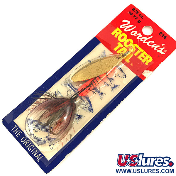  Yakima Bait Worden’s Original Rooster Tail UV, 2/5oz Gold / Red spinning lure #7772