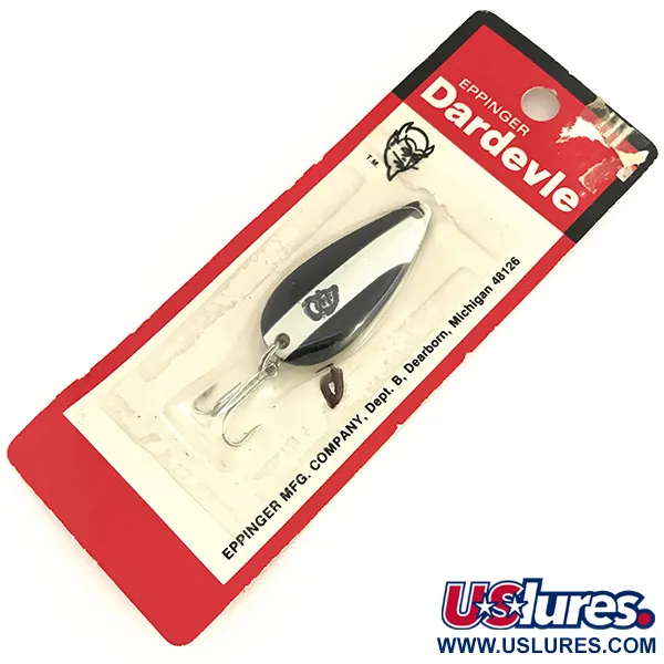  Eppinger Dardevle Spinnie, 1/3oz Black / White / Nickel fishing spoon #7775