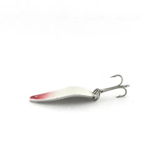 Vintage Seneca Little Cleo, 3/16oz White Pearl / Red / Nickel fishing spoon #7784
