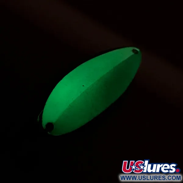 Vintage Seneca Little Cleo (Hula Girl) trolling spoon Glow , 3/16oz White / Green / Nickel fishing spoon #7785