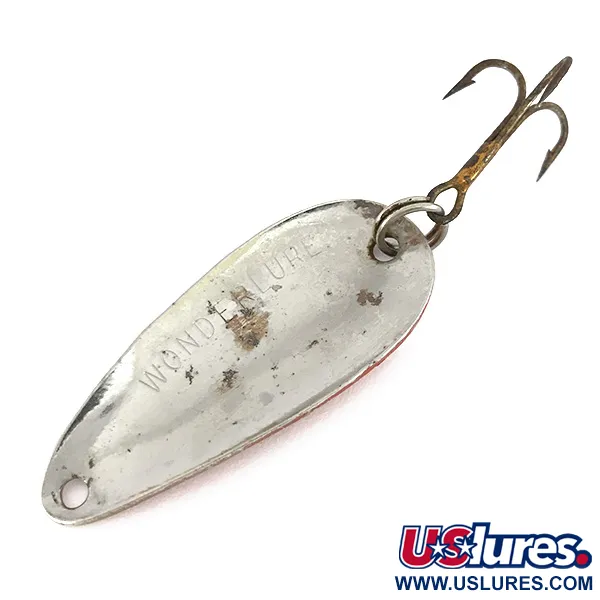 Vintage  Acme Wonderlure, 1/4oz Red / White / Nickel fishing spoon #7786