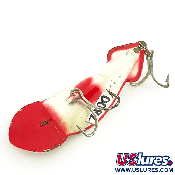 Vintage Buck Perry Spoonplug, 1/4oz White / Red fishing spoon #7800