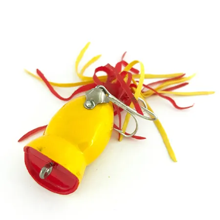 Vintage Fred Arbogast Hula Popper, 1/4oz Yellow fishing lure #7810