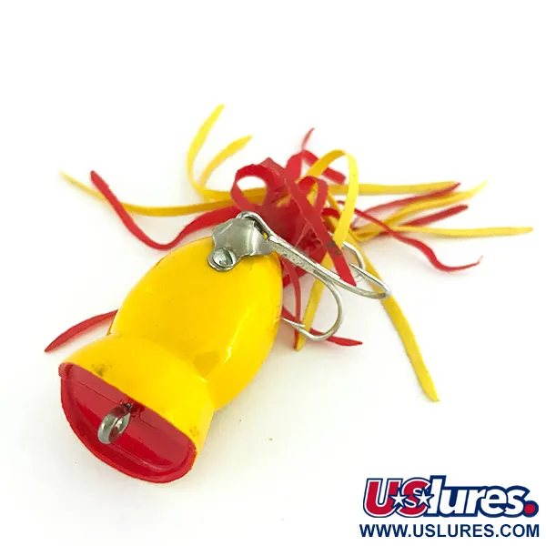 Vintage   Fred Arbogast Hula Popper, 1/4oz Yellow fishing lure #7810