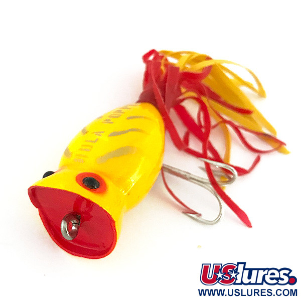 Vintage Fred Arbogast Hula Popper, 1/4oz Yellow fishing lure #7810