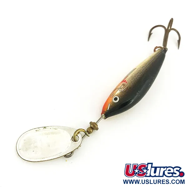 Vintage Blue Fox Vibrax Minnow Spin 1, 1/8oz Silver spinning lure #7813