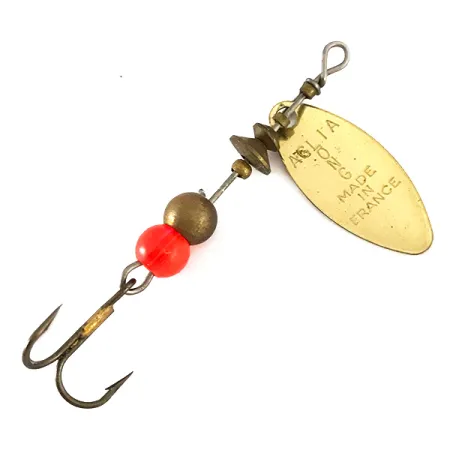 Vintage Mepps Aglia Long 1 Rainbo, 3/16oz Red / Gold spinning lure #7815
