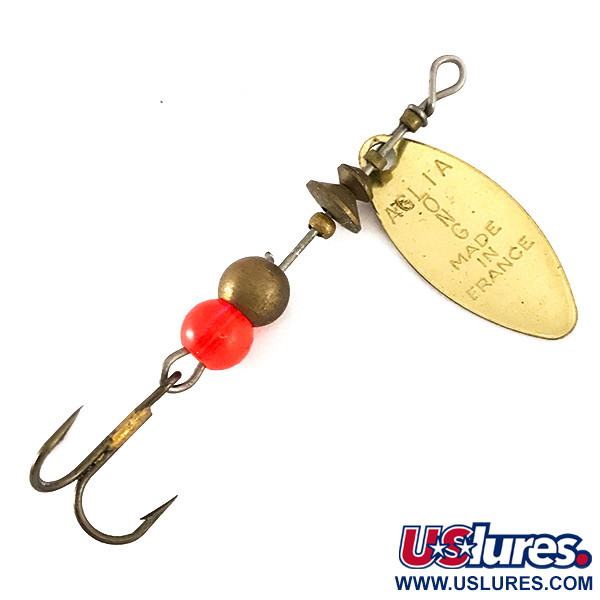 Vintage   Mepps Aglia Long 1 Rainbo, 3/16oz Red / Gold spinning lure #7815