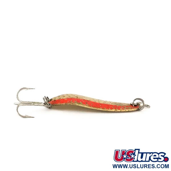 Vintage  Luhr Jensen Krocodile Die #3, 1/3oz Hammered Gold / Orange fishing spoon #7824