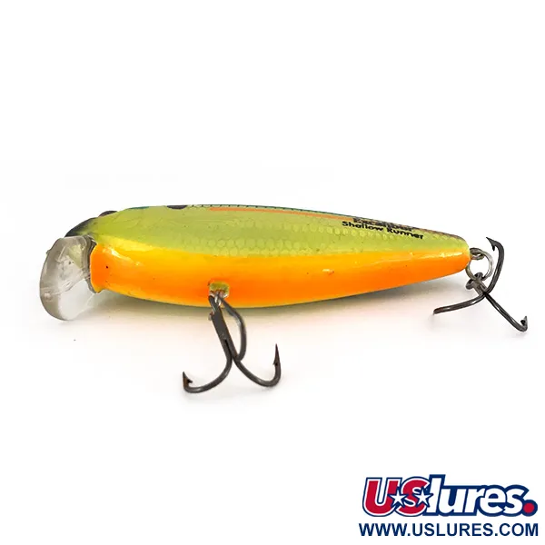 Vintage  Heddon Excalibur Shallow Runner Bill Dance Swim'N Image, 2/5oz Gold / Green fishing lure #7829