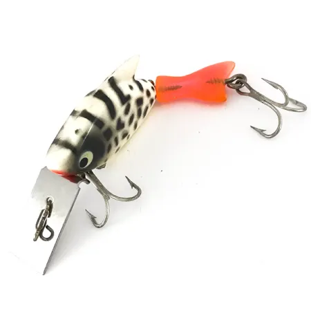 Vintage Heddon FIRETAIL SONIC series #395, 1/3oz WHITE Spotted COACHDOG fishing lure #7840